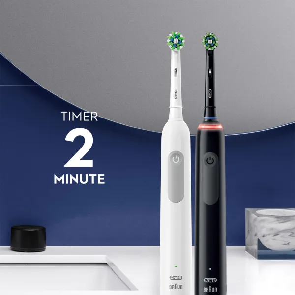 Dinti mai albi din prima zi - Nou! Set 2 x Periuta de dinti electrica Oral-B Pro 3 Cross Action